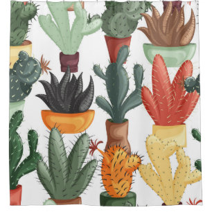 Succulents, cactuses: cute floral pattern. shower curtain
