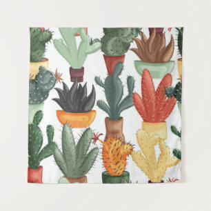 Succulents, cactuses: cute floral pattern. tapestry