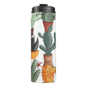 Succulents, cactuses: cute floral pattern. thermal tumbler