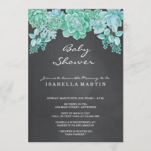 Succulents Chalkboard Baby Shower - Gender Neutral Invitation