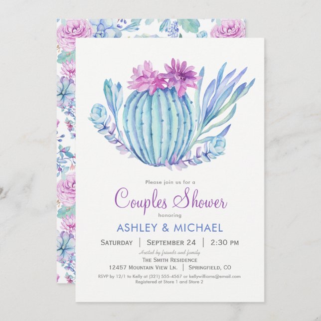 Succulents Couples Shower Invitation (Front/Back)