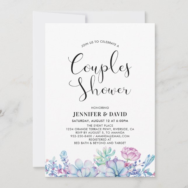 Succulents Couples Wedding Shower Invitation (Front)
