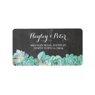 Succulents Cream Elegant Chalk Address Labels