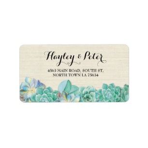 Succulents Cream Elegant Stripe Address Labels