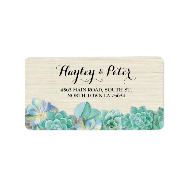 Succulents Cream Elegant Stripe Address Labels (Front)