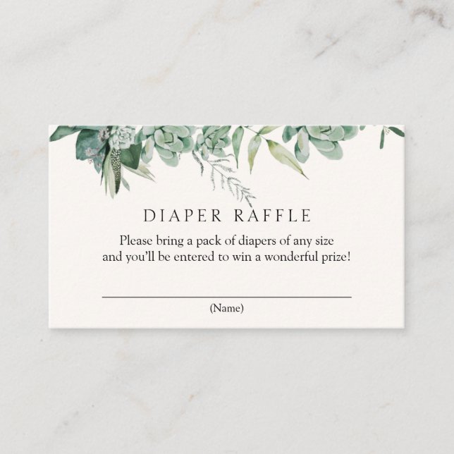 Succulents Diaper Raffle Enclosure Card (Front)