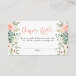 Succulents Diaper Raffle Enclosure Card