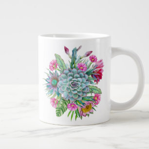 Succulents Echeveria Cactus Flowers Large Coffee Mug