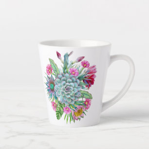 Succulents Echeveria Cactus Flowers Latte Mug