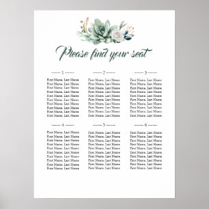 Succulents Elegant Wedding Seating Chart