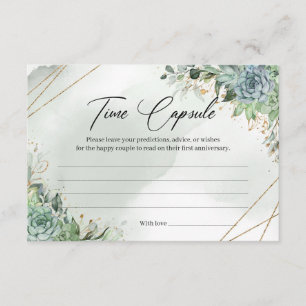 Succulents eucalyptus gold frame Time Capsule Card