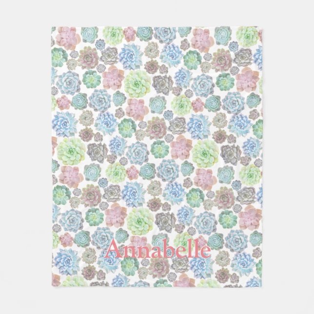 Succulents fleece blanket (Front)