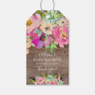 Succulents Floral Baby Shower Favour Gift Tag