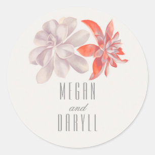 Succulents Floral Bouquet Wedding Classic Round Sticker