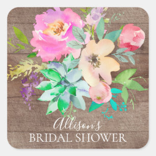 Succulents & Floral Bridal Shower Envelope Seal