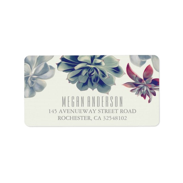 Succulents Floral Elegant Wedding Label (Front)