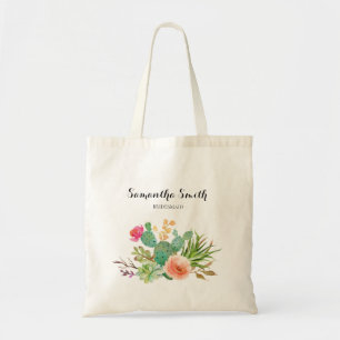 Succulents Floral Greenery Tote Bag