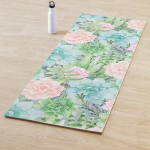 Succulents Floral Pattern Yoga Mat