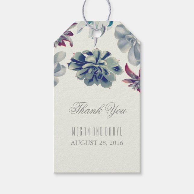 Succulents Floral Wedding Gift Tags (Front)
