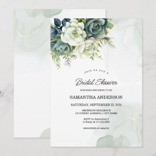 Succulents, flowers and greenery Bridal Shower Invitation