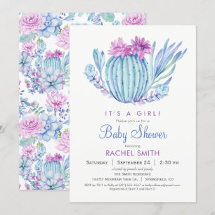 Succulents Girl Baby Shower Invitation