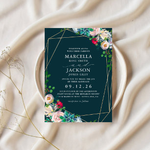 Succulents & Gold Chic Weddin Invitation