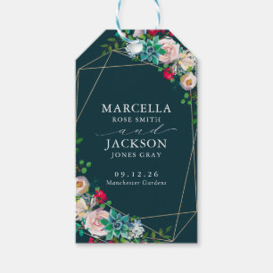 Succulents & Gold Chic Wedding Gift Tags
