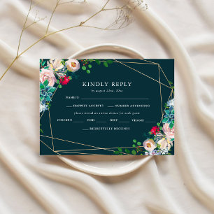 Succulents & Gold Chic Wedding RSVP Invitation