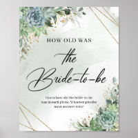 Succulents gold frame How old was the Bride-to-be