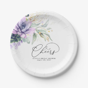 Succulents Gold Greenery Elegant Modern Cheers Pap Paper Plate
