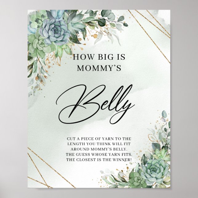 Succulents gold How Big Is Mummy's Belly game Poster (Front)