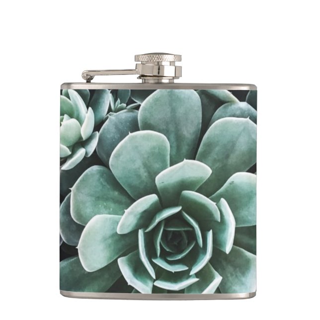 Succulents Green Plants Nature Hip Flask (Front)