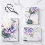 Succulents Greenery and Gold Eucalyptus Leaves Wrapping Paper Sheet<br><div class="desc">Light purple succulents greenery and gold eucalyptus leaves pattern wrapping papers</div>