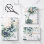 Succulents Greenery and Gold Eucalyptus Leaves Wrapping Paper Sheet<br><div class="desc">Succulents greenery and gold eucalyptus leaves pattern wrapping papers</div>