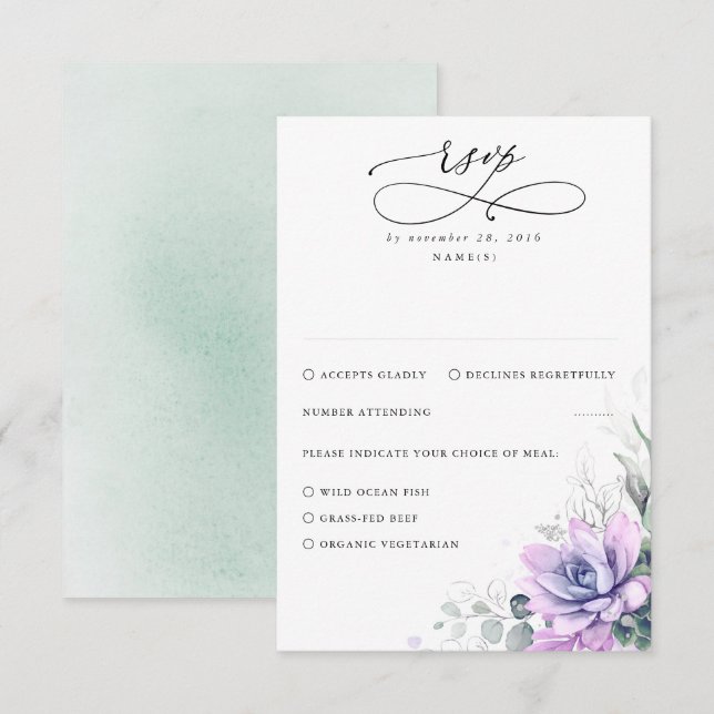 Succulents Greenery and Gold Wedding RSVP (Front/Back)