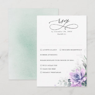 Succulents Greenery and Gold Wedding RSVP Card