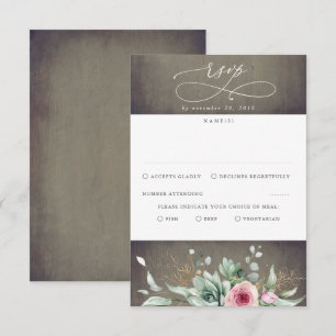 Succulents Greenery and Pink Flowers Wedding RSVP Card
