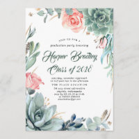 Succulents Greenery and Pink Rose Graduation Party