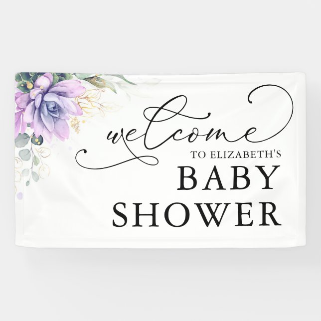Succulents Greenery Baby Shower Welcome Banner (Horizontal)