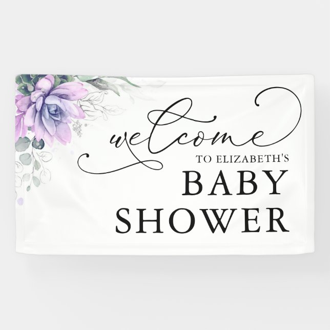 Succulents Greenery Baby Shower Welcome Banner (Horizontal)