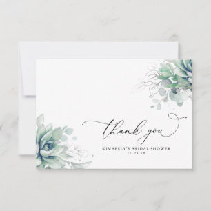 Succulents Greenery Bridal Shower Thank You Card