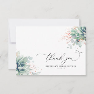Succulents Greenery Bridal Shower Thank You Card