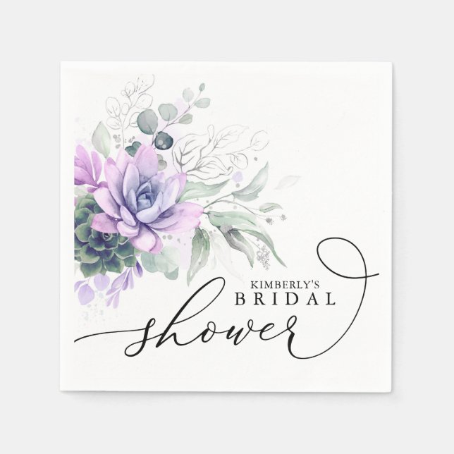 Succulents Greenery Elegant Bridal / Baby Shower Napkin (Front)