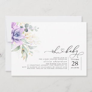Succulents Greenery Oh Baby Baby Shower Invitation