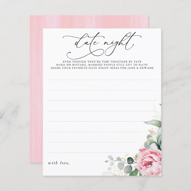 Succulents Greenery Pink Floral Date Night Ideas (Front/Back)