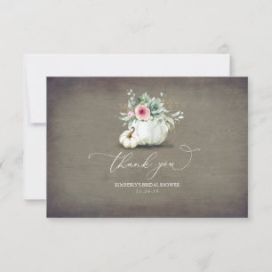 Succulents Greenery Pumpkins Bridal Shower Thank You Card