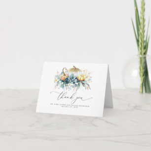 Succulents Greenery Pumpkins Wedding Thank You Card