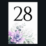 Succulents Greenery Purple Table Number Cards<br><div class="desc">Succulents greenery wedding table number cards</div>