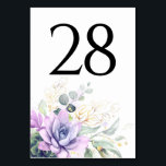 Succulents Greenery Purple Table Number Cards<br><div class="desc">Succulents greenery wedding table number cards</div>