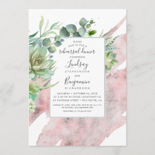 Succulents Greenery Rose Gold Rehearsal Dinner Invitation